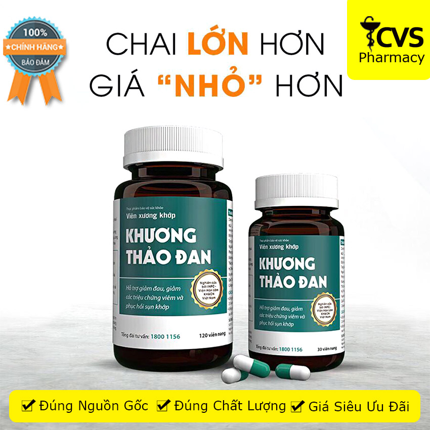 [Hộp lớn 120 viên] Khương Thảo Đan - Viên xương khớp hỗ trợ giảm đau, tái tạo, tăng tiết dịch ổ khớp, phục hồi sụn khớp - cvspharmacy