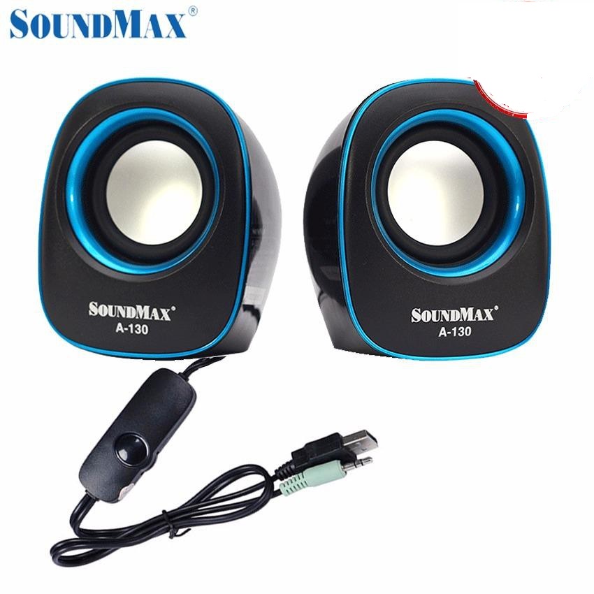Loa máy vi tính soundmax a-130 / a130 chuẩn 2.0 jack cắm 3.5 mm , nguồn vào dc 5v
