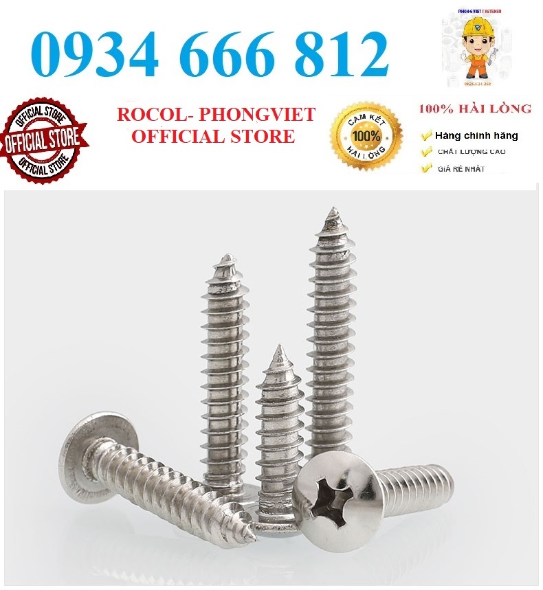 (INOX201) 50 cái Vít gỗ đầu dù M4,M5 inox201 M4,M5