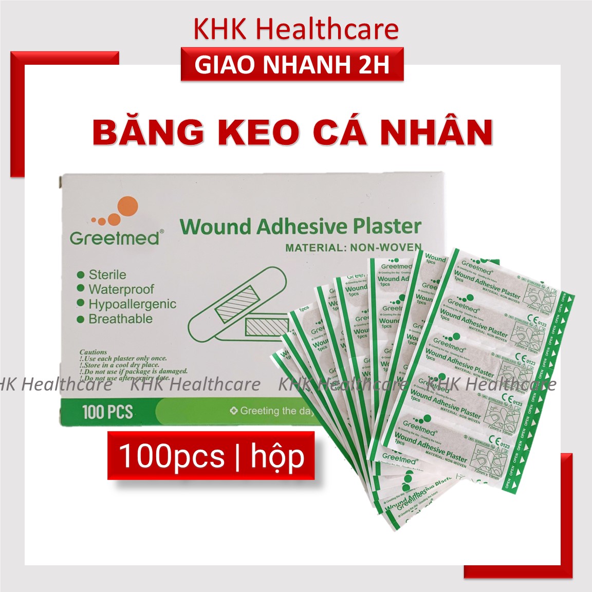 Băng gâu băng keo cá nhân sơ cứu vết thương Greetmed 72x19mm