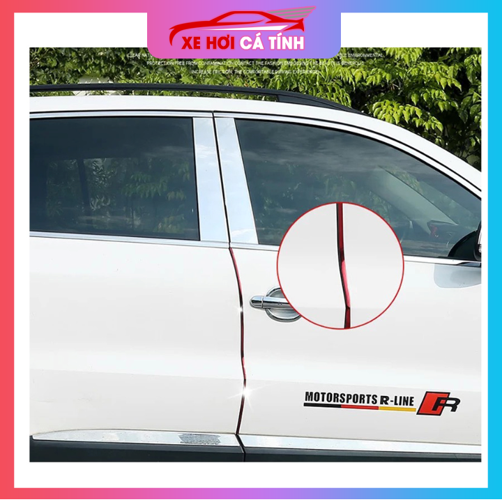 5 mét Nẹp chống va chạm cánh cửa ô tô, chống xước cánh cửa xe hơi - Chrome Đỏ, Doăng viền cánh cửa xe hơi chất liệu nhựa kèm băng keo 3M