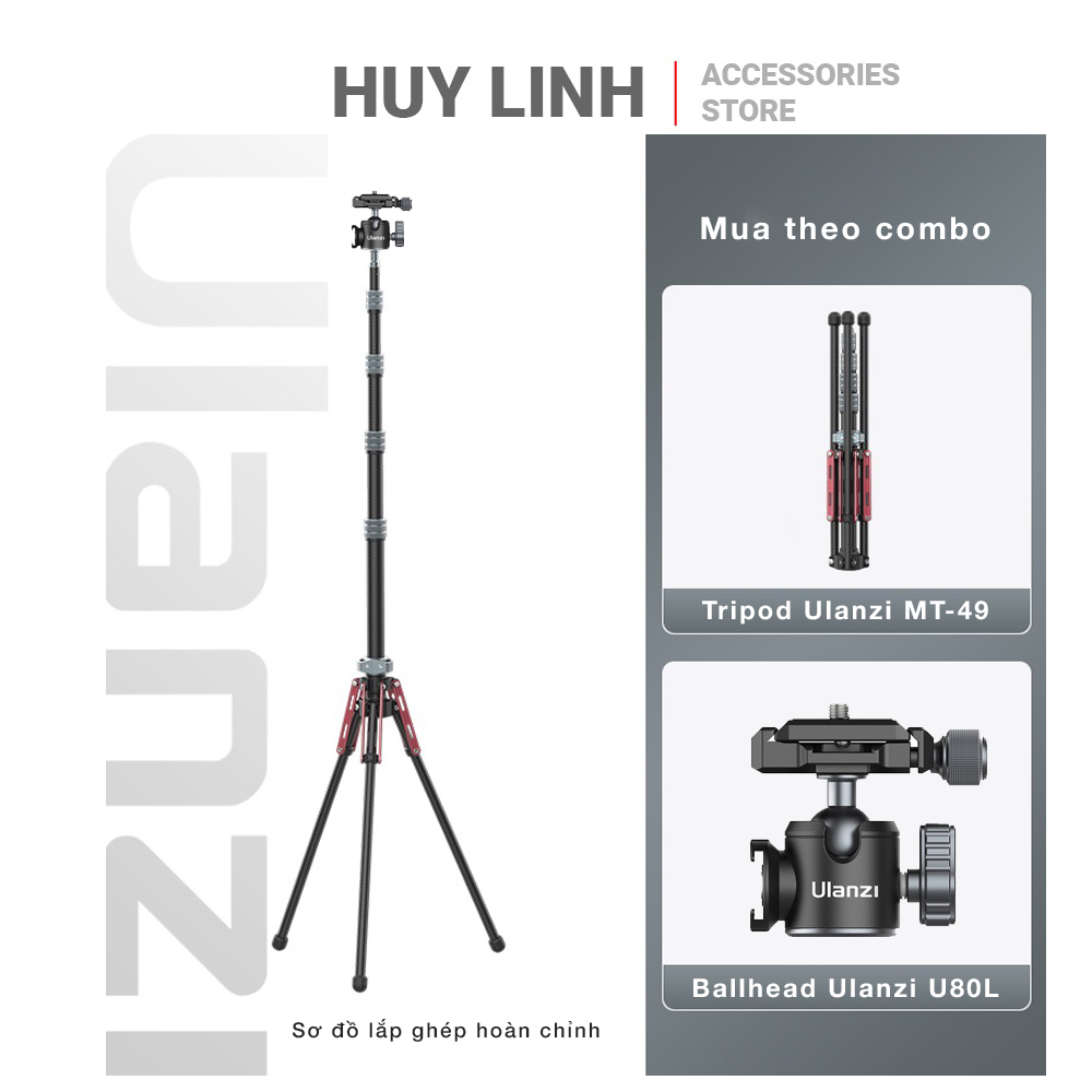 Ulanzi MT-49 Chân Tripod chuyên nghiệp sợi Carbon - Chiều cao tối đa 2M