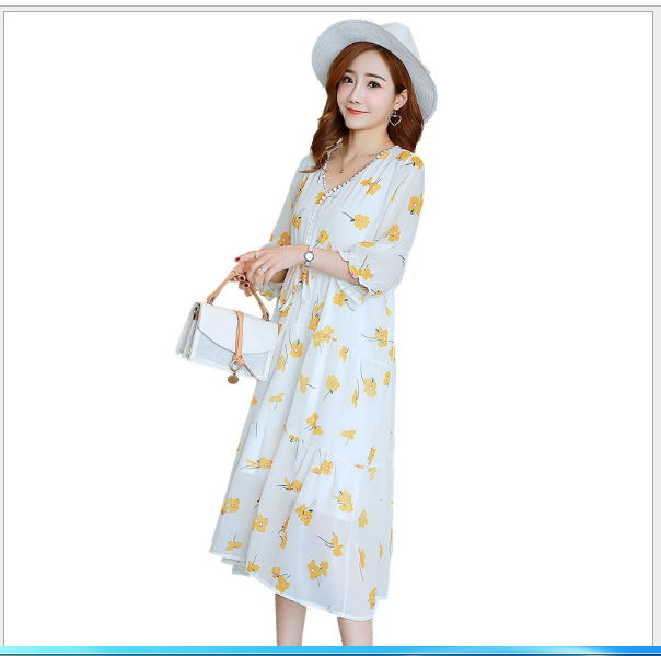 ĐẦM BẦU VÁY BẦU CÔNG SỞ BÔNG , XANH , VÀNG (sau sanh có dây kéo bé bú )