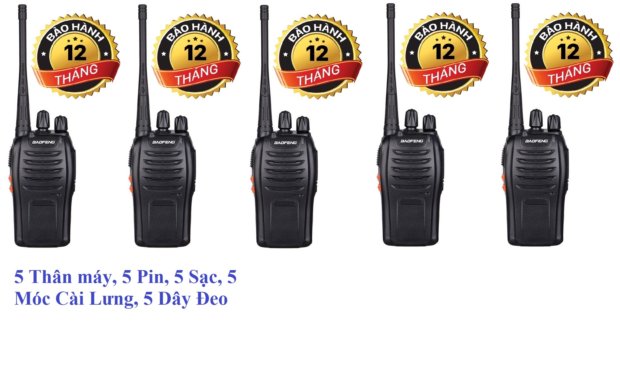 Bộ 5 Chiếc Bộ đàm Baofeng BF888S (Hàng chính hãng, Bảo hành 12 tháng)