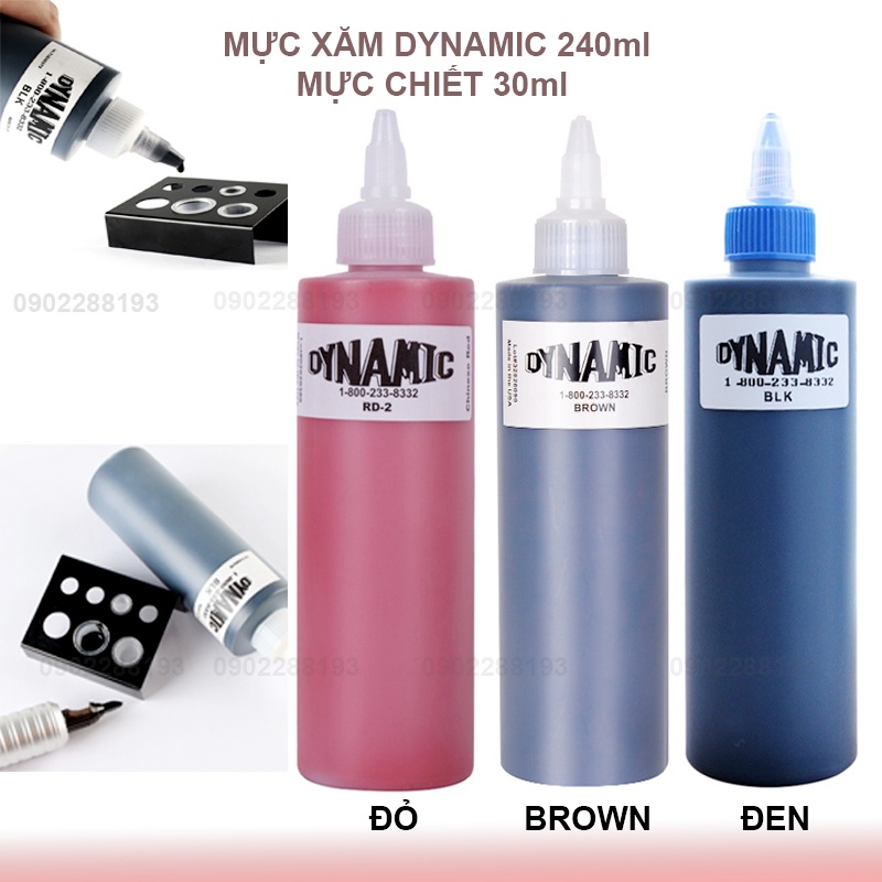 Mực Xăm DYNAMIC Tattoo (Tặng+ Freeship) Dynamic Black lọ 240ml - Chất lượng tốt.