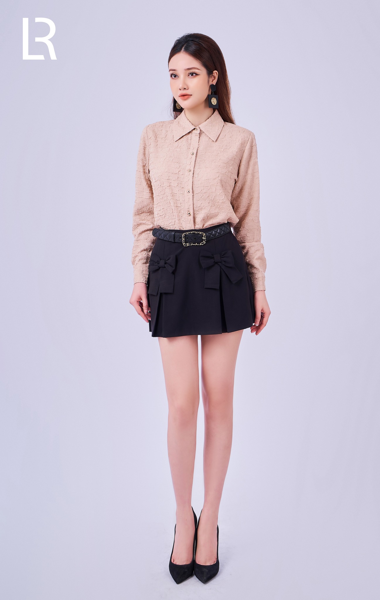 Áo sơ mi dài tay chất liệu lụa xốp hàn CLARA MARE LAB0010
