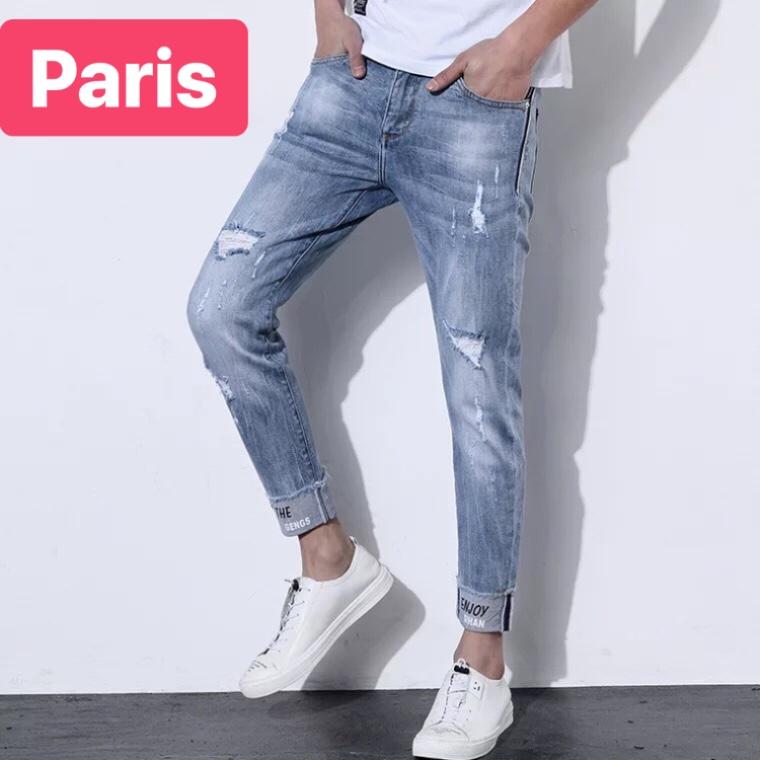 Quần jean nam chất bò wash cạp rách sang new siêu hot pr-6056 cao cấp - paris fashion