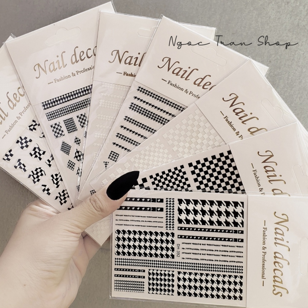 Sticker 3d sọc caro nanh sói | hình dán móng tay