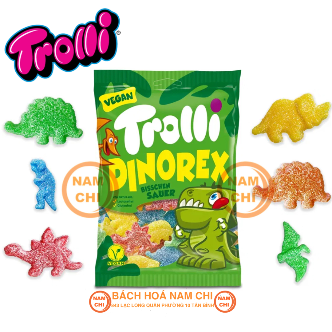 Kẹo dẻo trolli dinorex gói 100g - đức