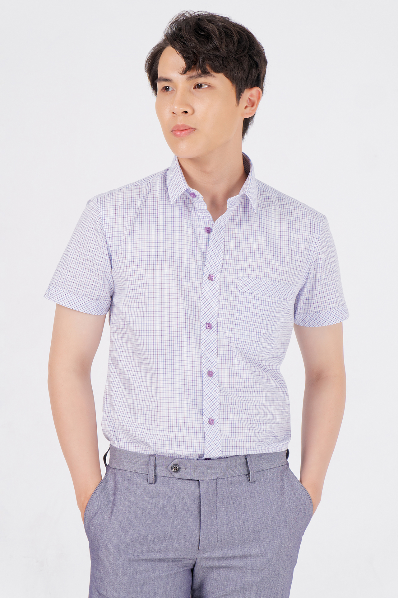 Áo sơ mi nam tay ngắn kẻ caro- áo sơ mi nam cao cấp nam bcv10, thiết kế thời trang, sang trọng, đường may tỉ mỉ chắc chắn, dễ kết hợp với các trang phục khác