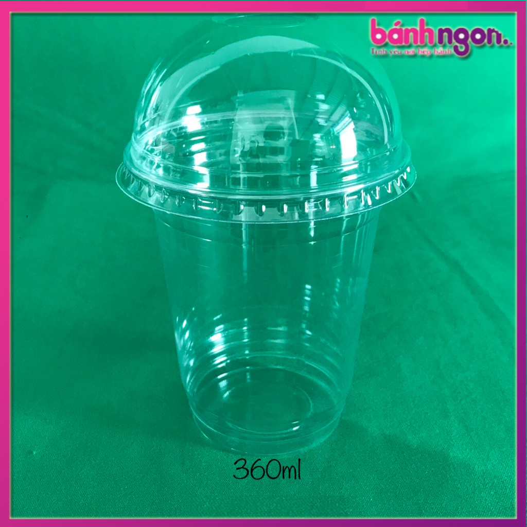 (100 CÁI) LY NHỰA PET 360ML CÓ NẮP CẦU