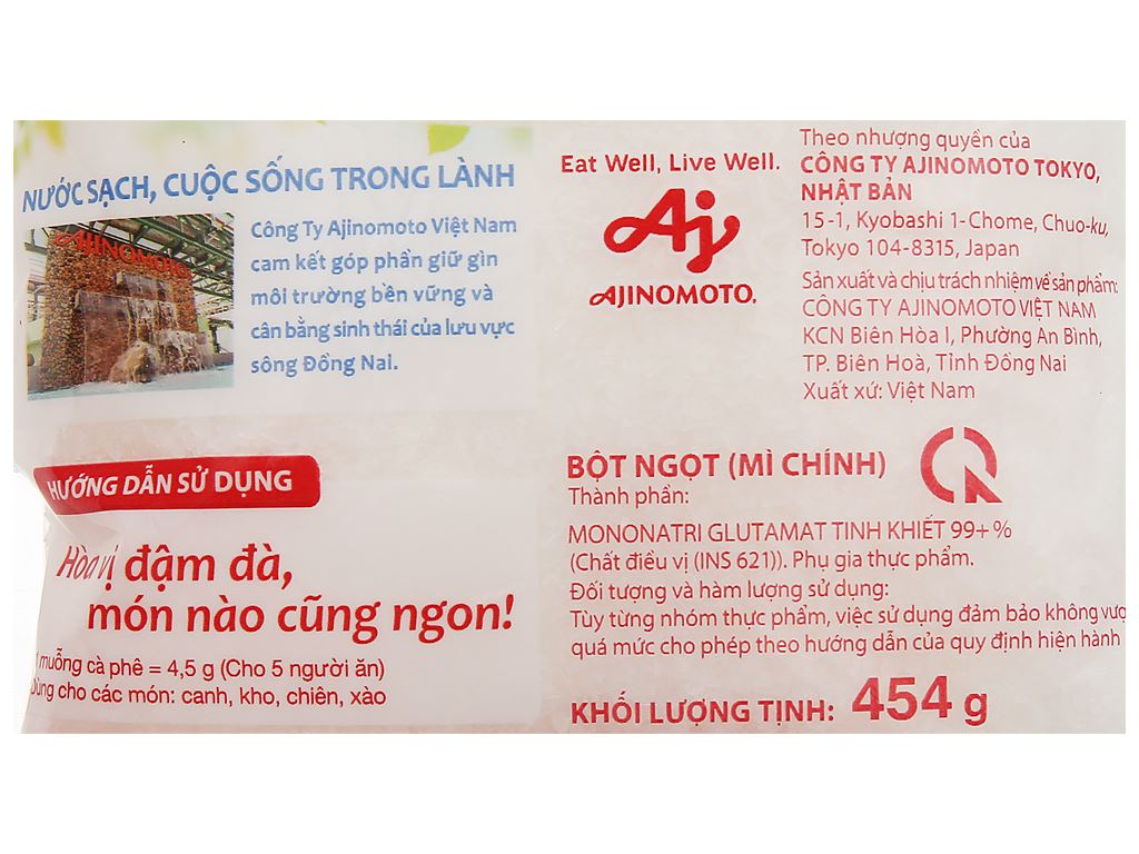 Bột ngọt hạt lớn Ajinomoto gói 454g