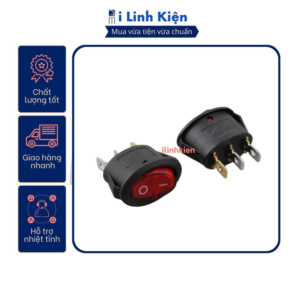 Công tắc bập bênh elip kcd1 3p 6a250v 13.5x26.5mm có đèn