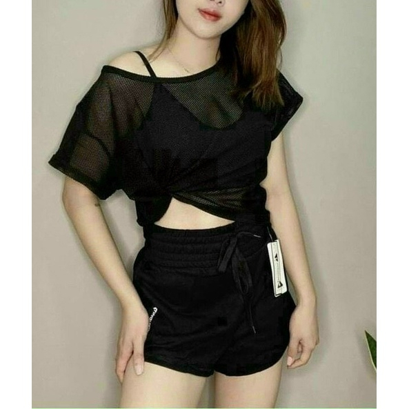 Áo Croptop lưới tập gym_ yoga ( Áo Croptop lưới)