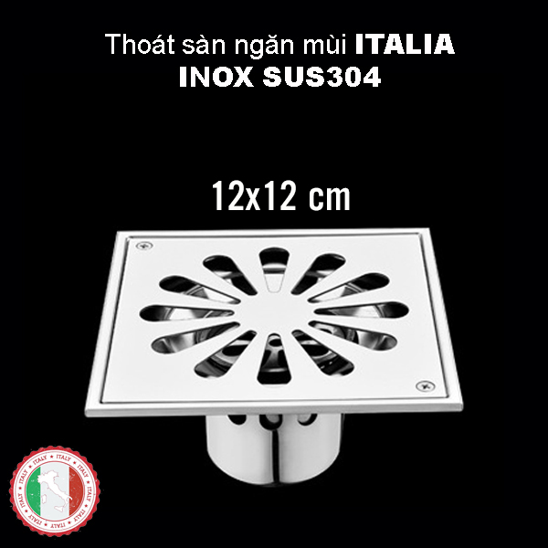 Thoát sàn ngăn mùi 10x10 12x12 15x15 cm - Có phễu ngăn mùi - Thép ITALIA 100 năm ko rỉ