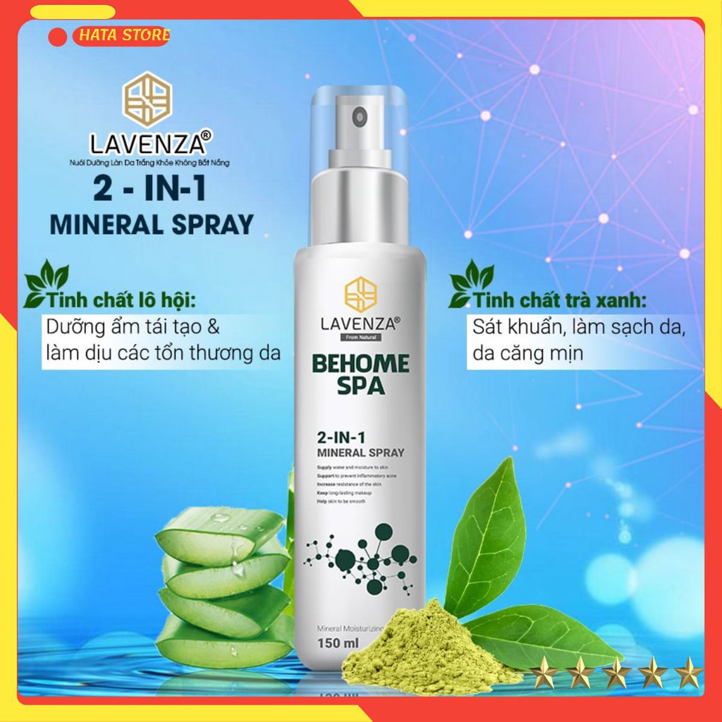 Xịt khoáng 2 trong 1 lavenza từ trà xanh và lô hội
