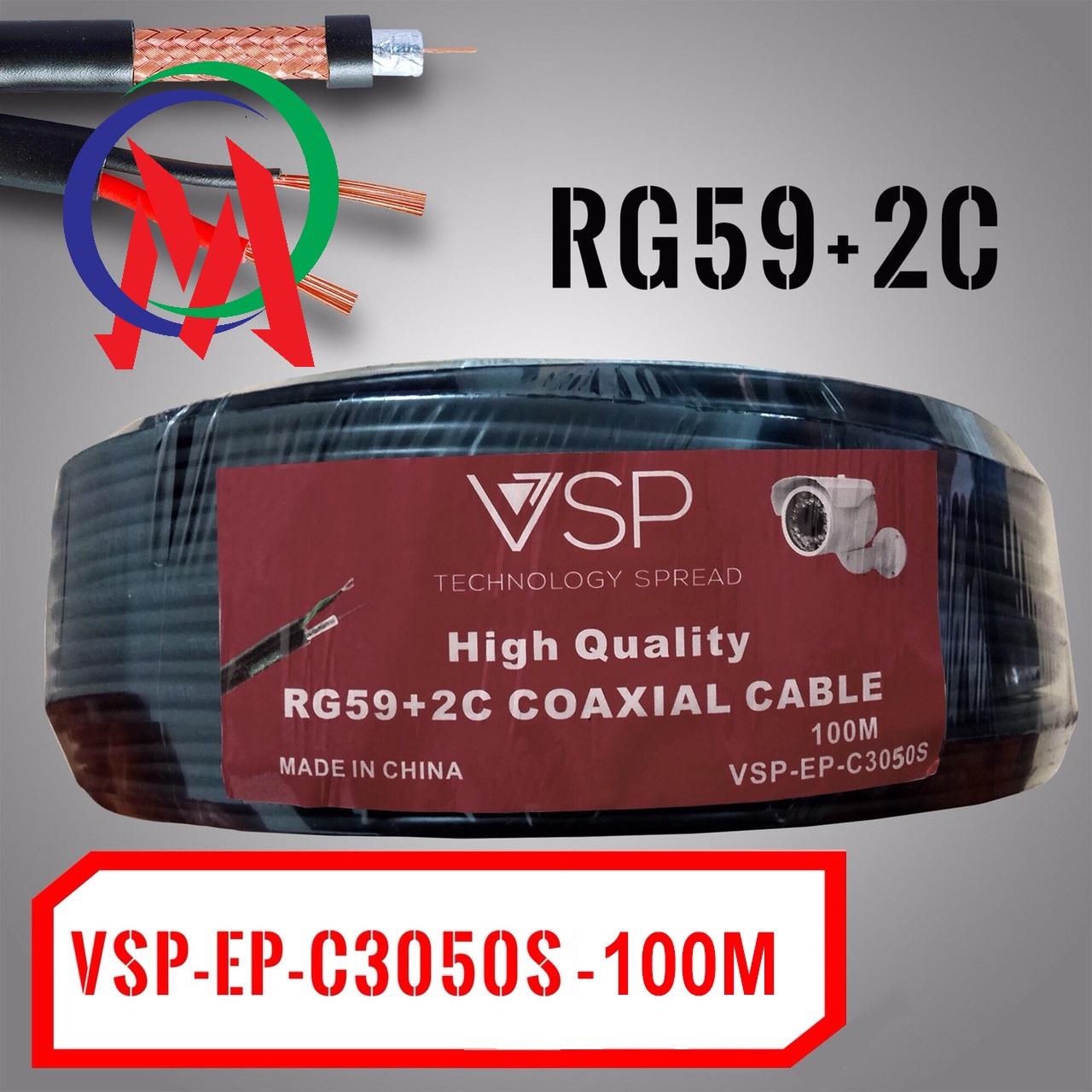[HCM]Cáp Camera Kèm Nguồn 220V VSP-C3050S RG59+2C 100m