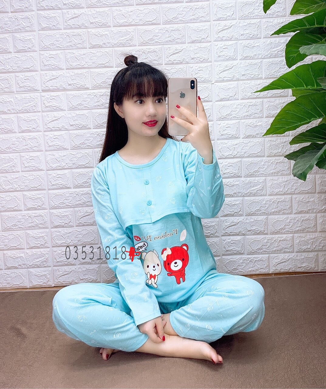 Bộ Đồ Bầu Và Sau Sinh Lật Ngực Cho Bé Ti - Chất Cotton