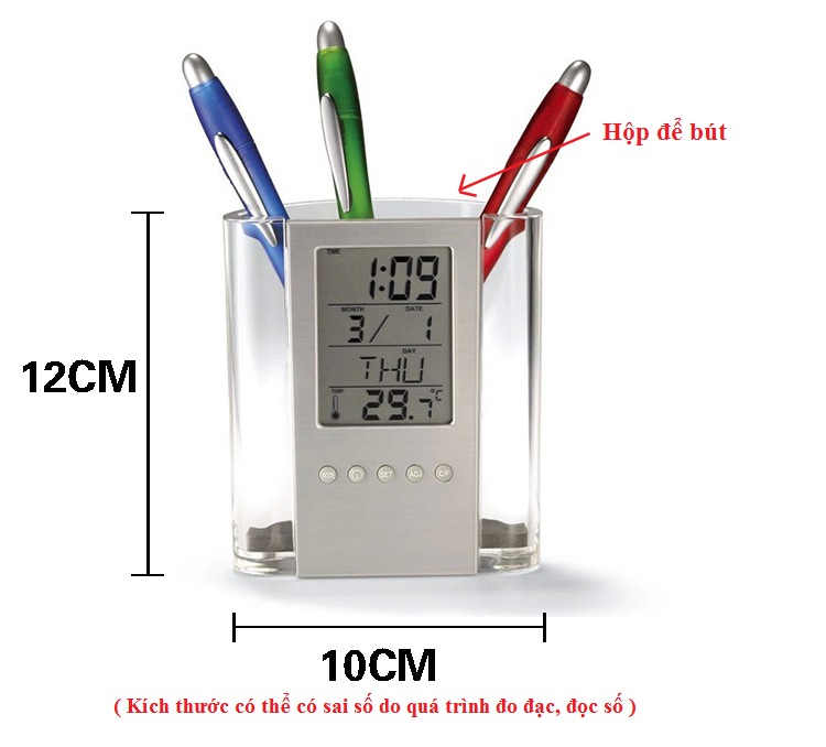 Đồng hồ để bàn kiêm hộp đựng bút V2