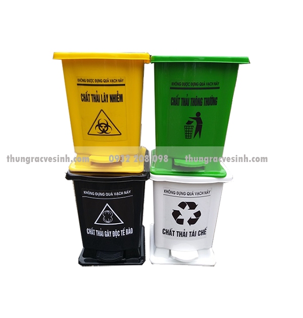 Thùng rác y tế chân đạp 15L màu đen đựng chất thải nguy hại