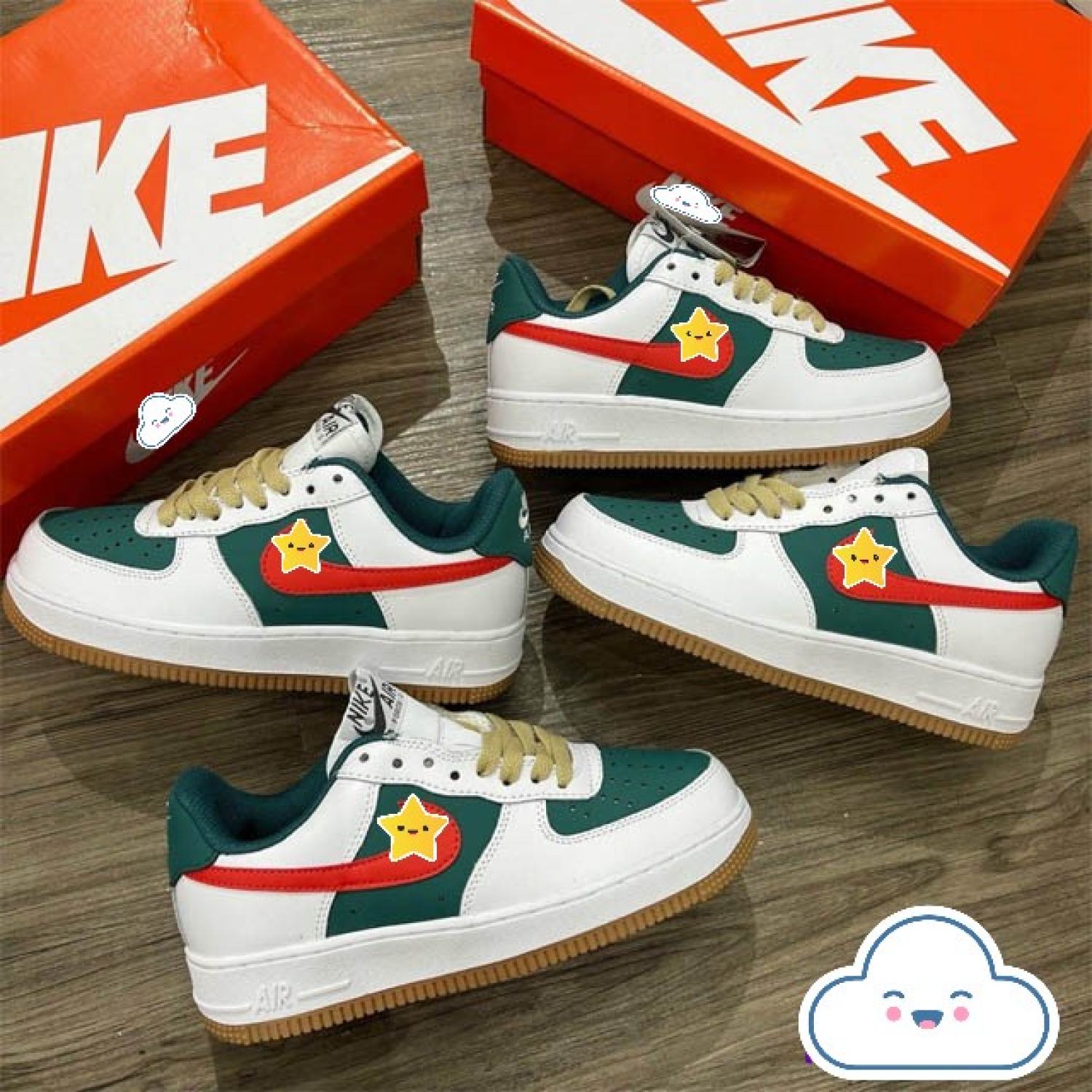 Full bill box 🎁 Giày AF1 id gucci xanh đỏ nam nữ, Giày thể thao air Force GC vạch xanh đỏ Full Box