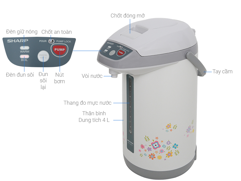 Bình thủy điện Sharp KP-Y40PV-CU 4 lít
