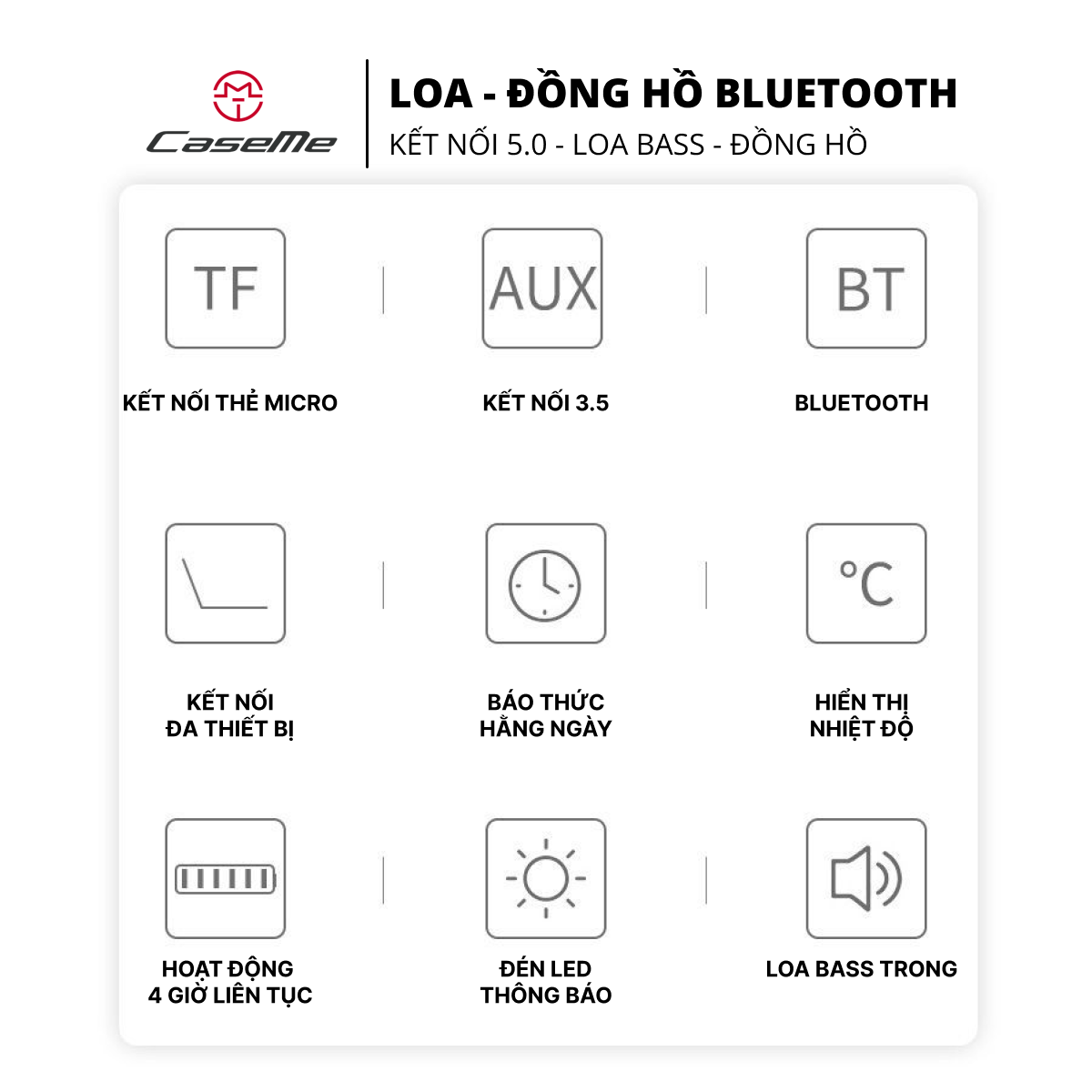 Đồng hồ để bàn đa năng - báo thức - hẹn giờ - loa bluetooth
