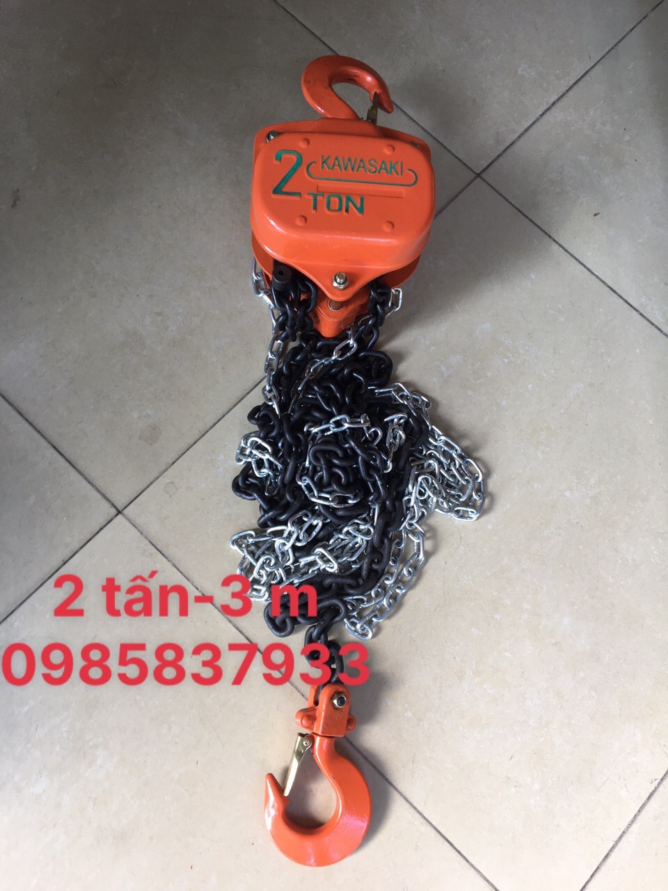 Palang xích kéo tay 2 tấn 3m Nhật Kawasaki dùng nâng hạ các thiết bị nặng an toàn hiệu quả