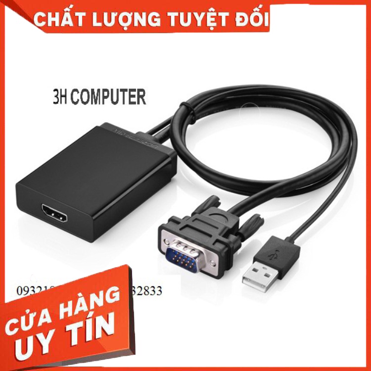 Bộ Cáp chuyển đổi tín hiệu từ VGA sang HDMI có âm thanh kèm theo cáp Micro USB