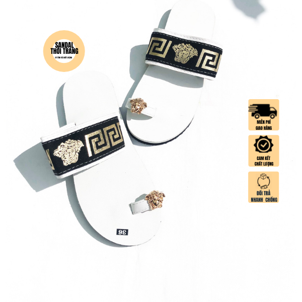 Dép Sandal xỏ ngón nữ FREESHIP dép nữ giá rẻ xỏ ngón Trắng/ Đen SANDAL THỜI TRANG