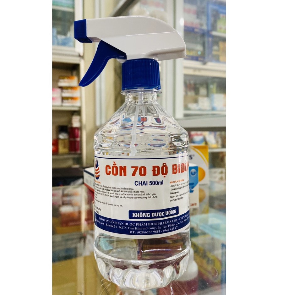 Cồn 70 độ BIDOPHA PHARMA (chai 500ml có vòi xịt)