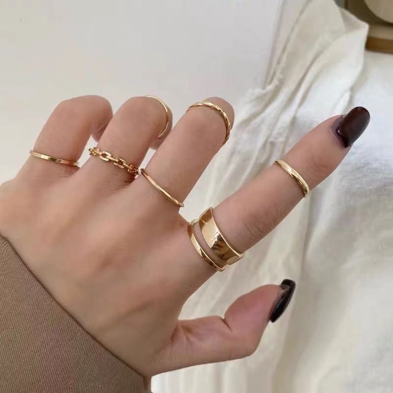 set nhẫn retro 7 chiếc phong cách