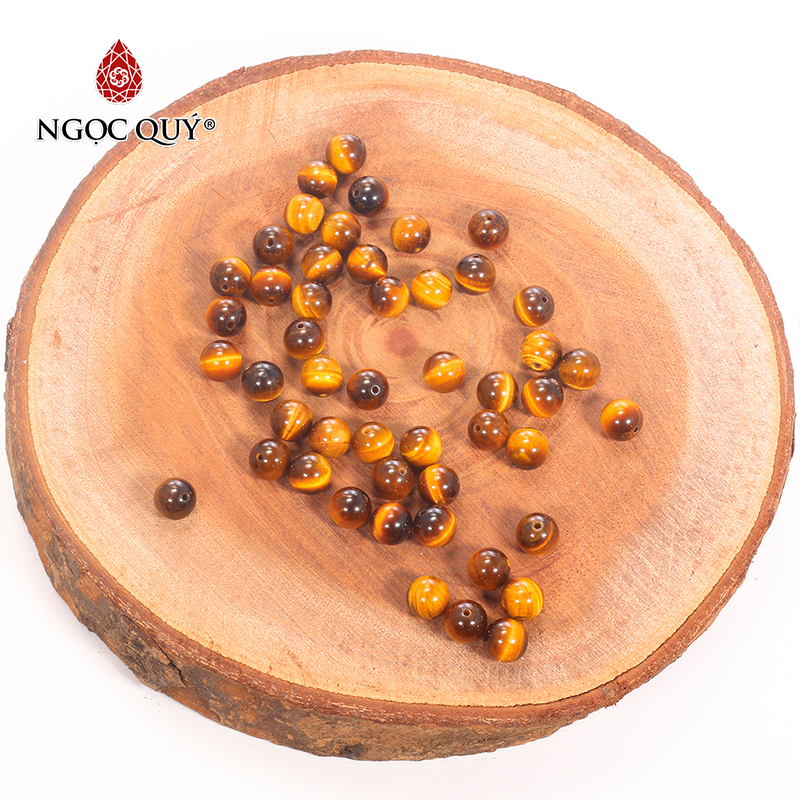 Combo 5 viên đá mắt hổ vàng nâu 8mm - Ngọc Qúy Gemstones