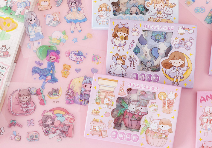 Hộp 4 Tấm Sticker Nhũ Lấp Lánh