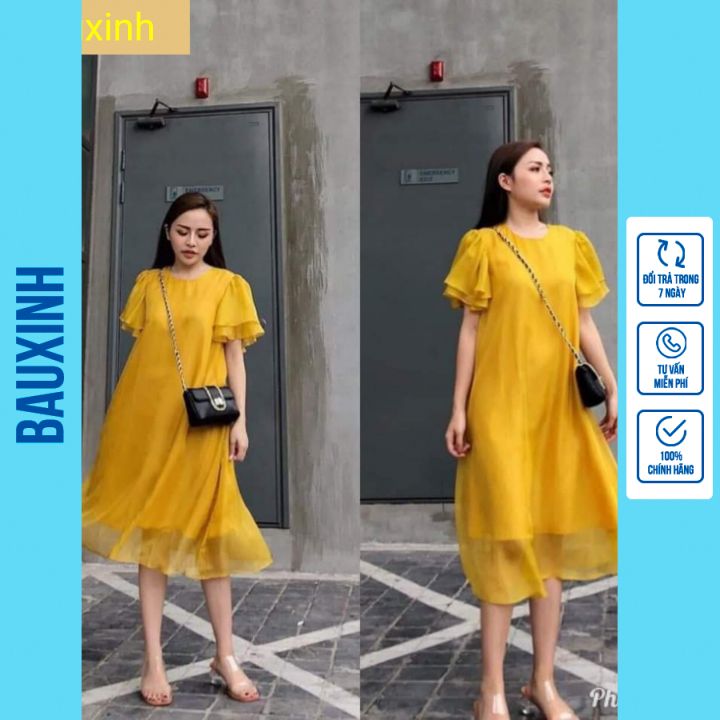 Váy bầu công sở-đầm bầu đẹp free size 43-68kg