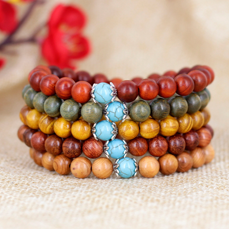 Vòng đeo tay gỗ danh mộc charm đá phong thuỷ