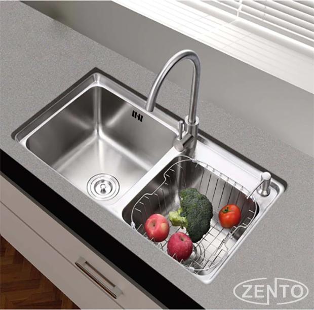 Chậu rửa bát inox 2 hố zento HD8045-304GM