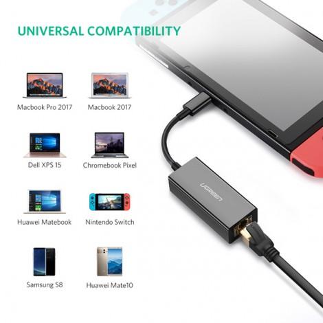 Cáp USB-C sang LAN 1Gbps Ugreen 50307 (Màu đen) Chính Hãng