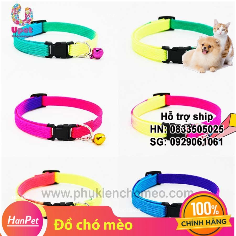 Hanpet - Vòng cổ cho chó 7 săc kèm chuông ( thú cưng 2-7kg)