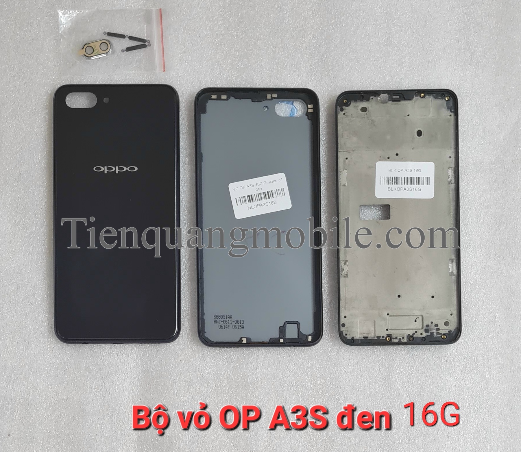 Bộ vỏ Oppo A3S 16GB (Gồm vỏ, xương, kính cam, nút bấm)
