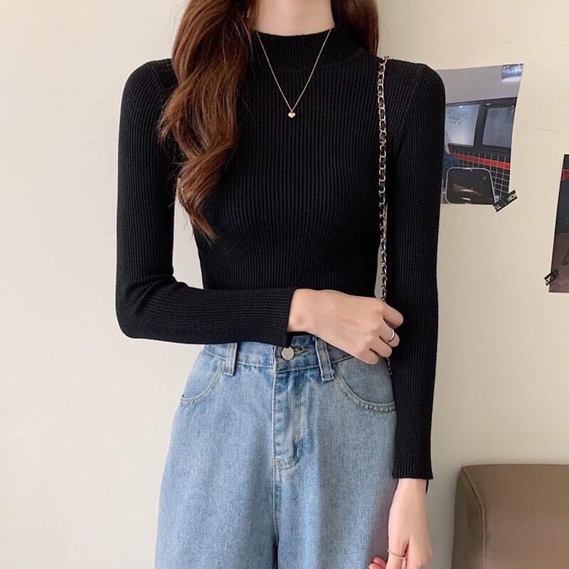 Áo len tăm trơn cổ ba phân DH12