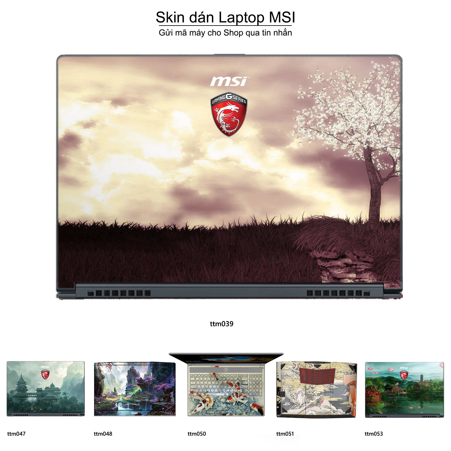 Decal Skin dán Laptop MSI mẫu Tranh thủy mặc (inbox mã máy cho shop)