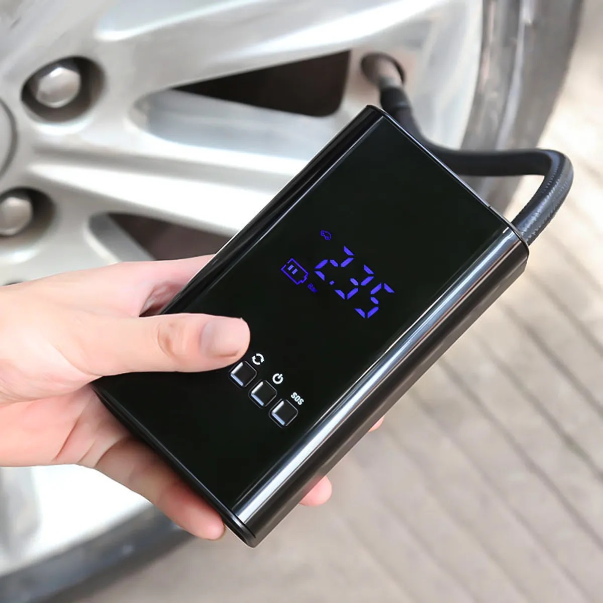Máy Nén Khí Xe Hơi - Bơm Xe Máy Không Dây Đa Năng L3024 60w Có Đèn Cổng USB Sạc Điện Thoại, Bơm Hơi Mini Thiết Kế Hiện Đại Gọn Nhẹ, Dễ Dàng Bơm hơi Ô tô, xe máy chuyên dụng Mang Theo, Không Cồng Kềnh，Bơm mini giá rẻ.