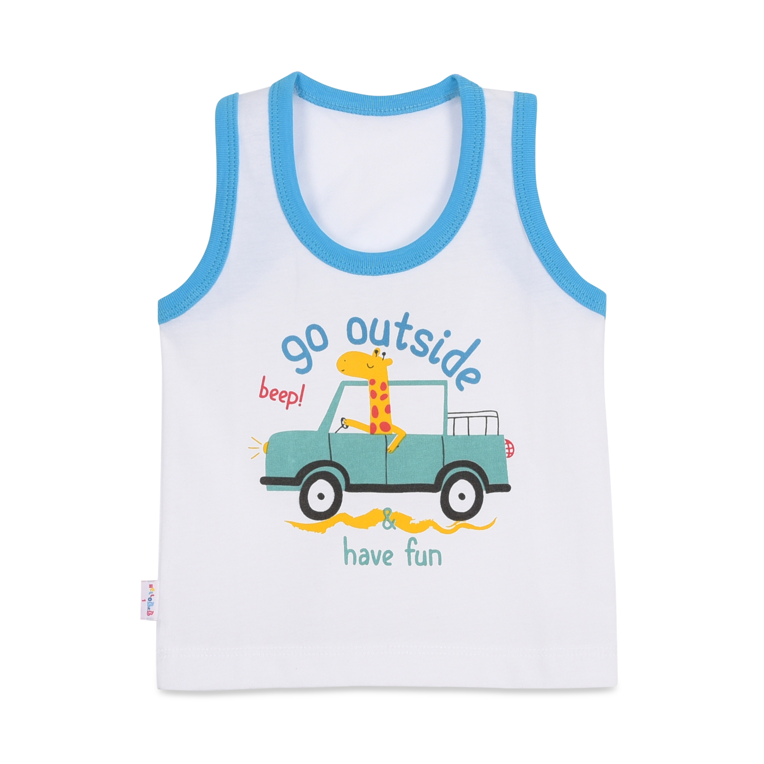 Áo 3 lỗ trắng HELLO BB AL0022 (Viền màu & Hình in ngẫu nhiên)