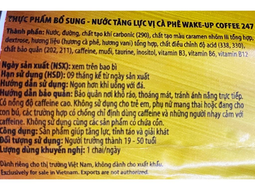 Nước tăng lực Wake Up 247 vị cà phê 330ml