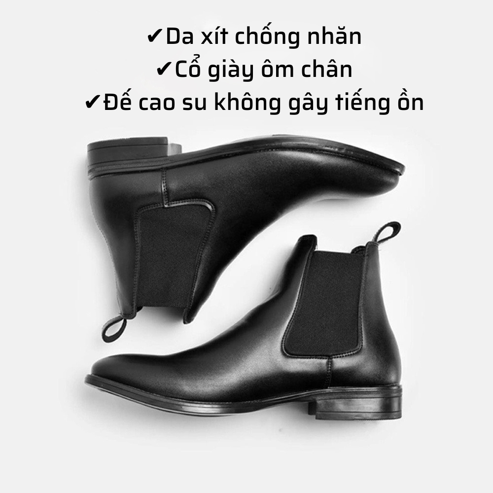 [da xịn - đế cao su] Giày bốt nam cổ cao da xít xịn chống nhăn đế cao su mang không gây tiếng ồn  đế khâu có thể độn thêm chiều cao