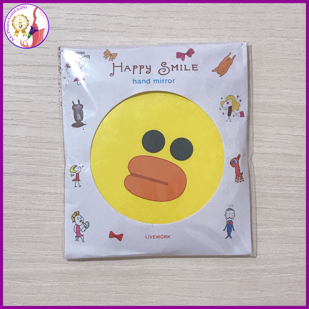 [HCM]Gương Trang Điểm Mini HAPPY SMILE Hand Mirror