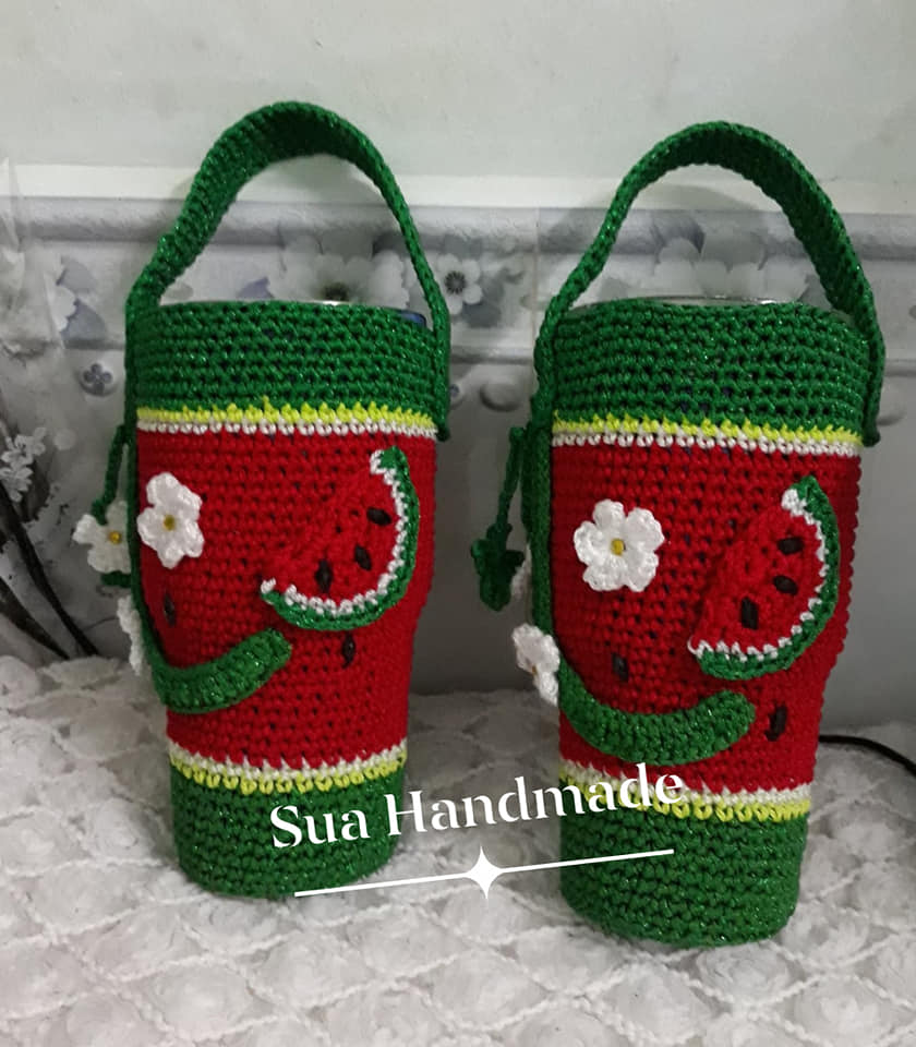 Túi đựng ly giữ nhiệt handmade hình hấu (không bao gồm ly)