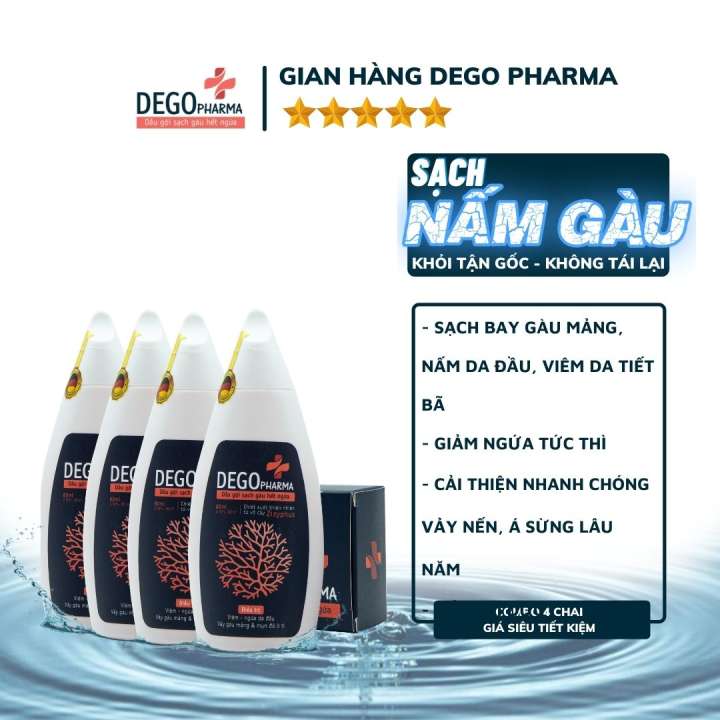 Combo 4 Dầu gội hết nấm da đầu và mảng gàu trắng Dego Pharma