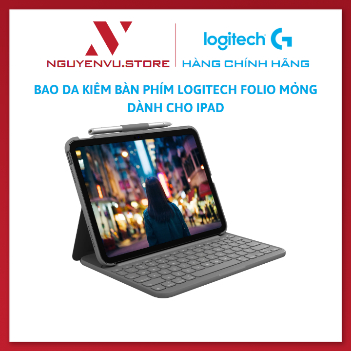 Logitech Slim Folio keyboard leather case cover for iPad 10th-authentic